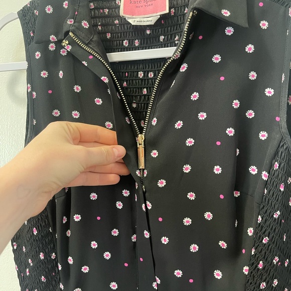 Kate Spade Floral Sleeveless Dress, Black with Pink tiny flowers | Size 2 - Picture 7 of 11